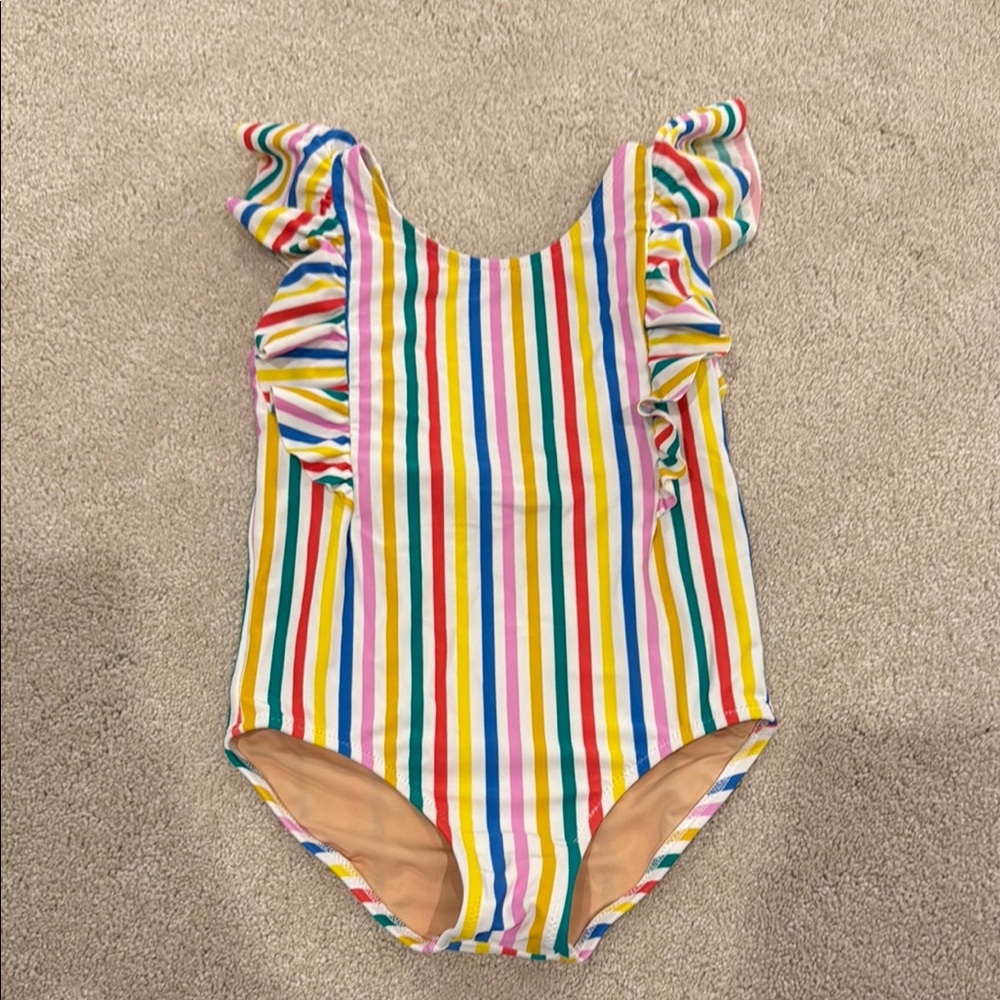 Crew Cuts Colorful Striped Ruffle Swimsuit